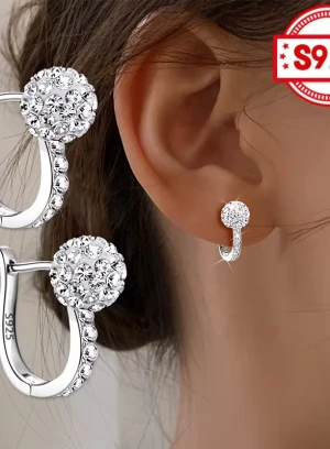 Серебряные серьги 925 пробы с сияющим цирконом — на заказ в Алматы - 660605 - фото 3 (mini)