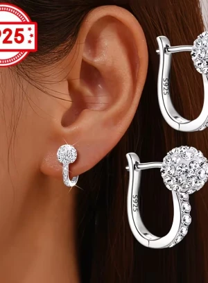 Серебряные серьги 925 пробы с сияющим цирконом — на заказ в Алматы - 660605 - фото 5 (mini)