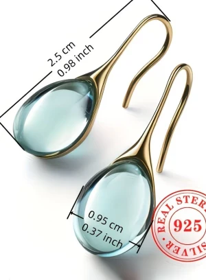 Серьги-подвески из серебра 925 с аквамарином — на заказ в Алматы - 660615 - фото 4 (mini)