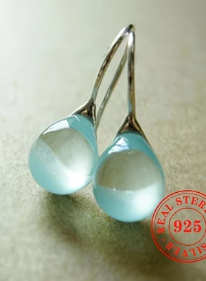 Серьги-подвески из серебра 925 с аквамарином — на заказ в Алматы - 660615 - фото 5 (mini)
