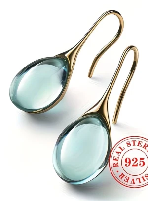 Серьги-подвески из серебра 925 с аквамарином — на заказ в Алматы - 660615 - фото 6 (mini)