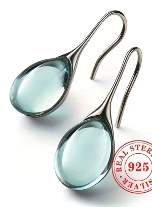 Серьги-подвески из серебра 925 с аквамарином — на заказ в Алматы - 660615 - фото 7 (mini)