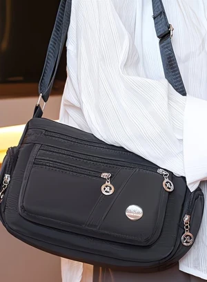 Женская сумка через плечо Lingzhikang Unisex Casual с несколькими карманами, черная - 660635 - фото 3 (mini)