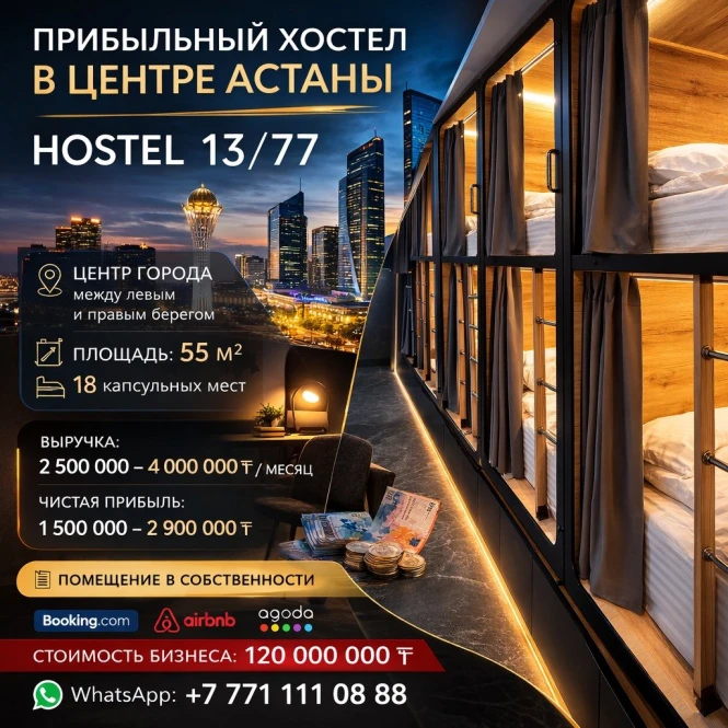 Астана қаласының орталығындағы пайдалы жатақхана / HOSTEL 13/77 - 2243 - фото 1